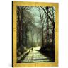 kunst für alle Ingelijste foto van John Atkinson Grimshaw "Moonlight Walk", kunstdruk in hoogwaardige handgemaakte fotolijst, 40x60 cm, goud raya