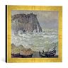 kunst für alle Ingelijste foto van Claude Monet "Rough Sea at Etretat, 1883", kunstdruk in hoogwaardige handgemaakte fotolijst, 40x30 cm, Gold raya