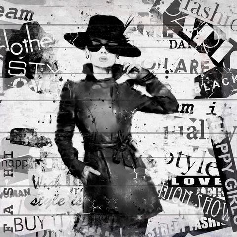 Home affaire artprint op hout »Fashion A. Hepburn«  - 39.99 - zwart - Size: (bxh) 40x40 cm