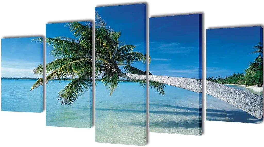 vidaXL Canvasdoeken zandstrand met palmboom 100 x 50 cm