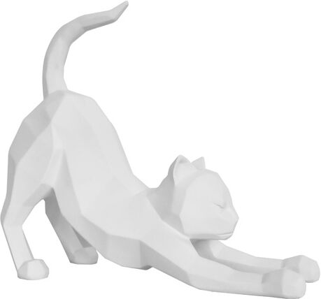 Present Time beeld Origami Cat Stretching 23,6 cm polyresin wit - Wit