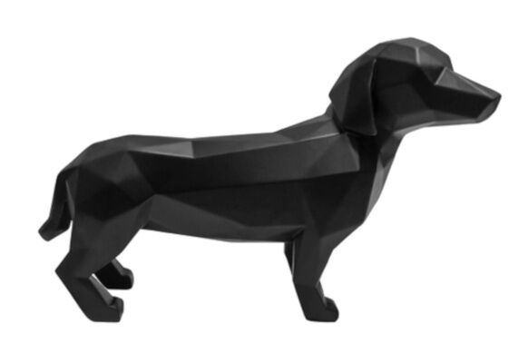 Present Time beeld Origami Dog Standing 17 cm polyresin zwart - Zwart