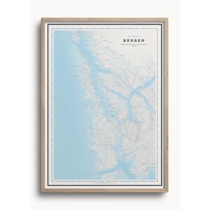 Dapamaps Kystkart Bergen (50x70 Cm) - Hyttefeber.No, Uten Ramme