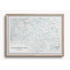 Dapamaps Skikart Hardangervidda (50x70 Cm) - Hyttefeber.No, Med Ramme