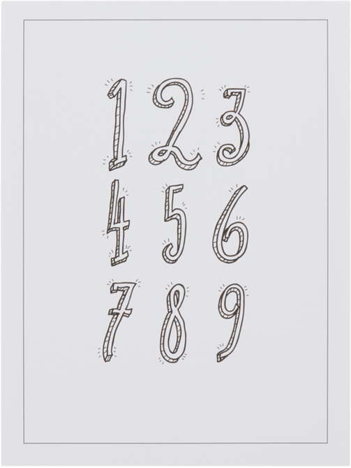 NUMBERS poster 30x40 cm Svart/hvit