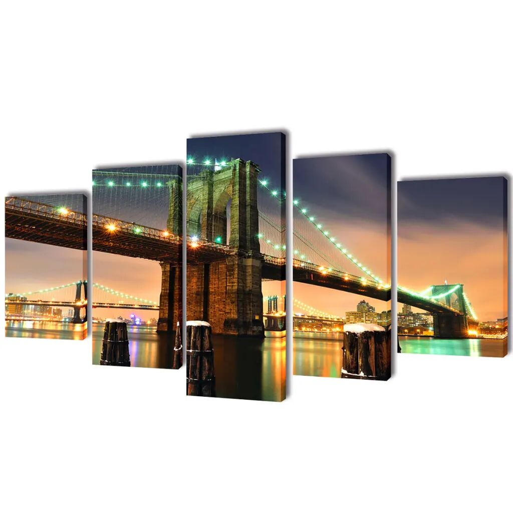 vidaXL Kanvas Flerdelt Veggdekorasjon Brooklyn Bridge 200 x 100 cm
