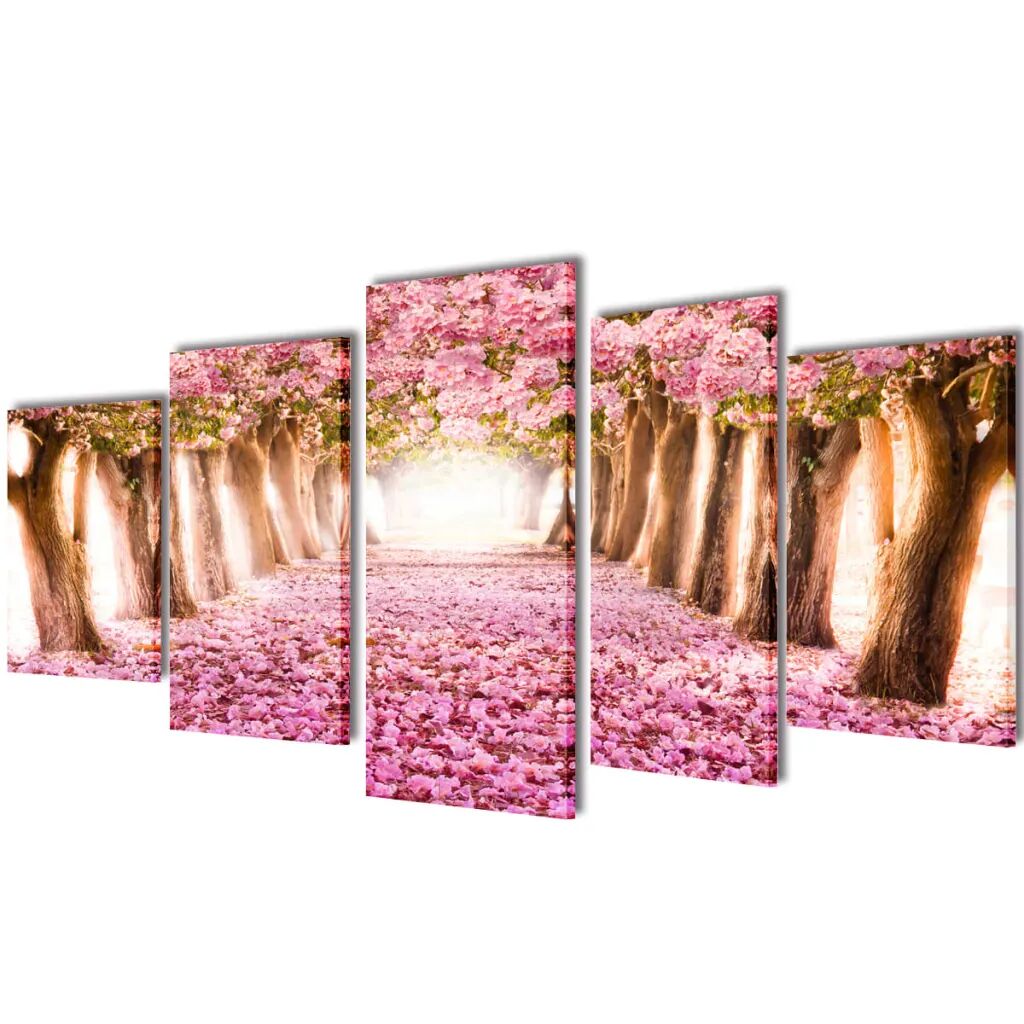 vidaXL Kanvas Flerdelt Veggdekorasjon Kirsebær Blomstrer 200 x 100 cm
