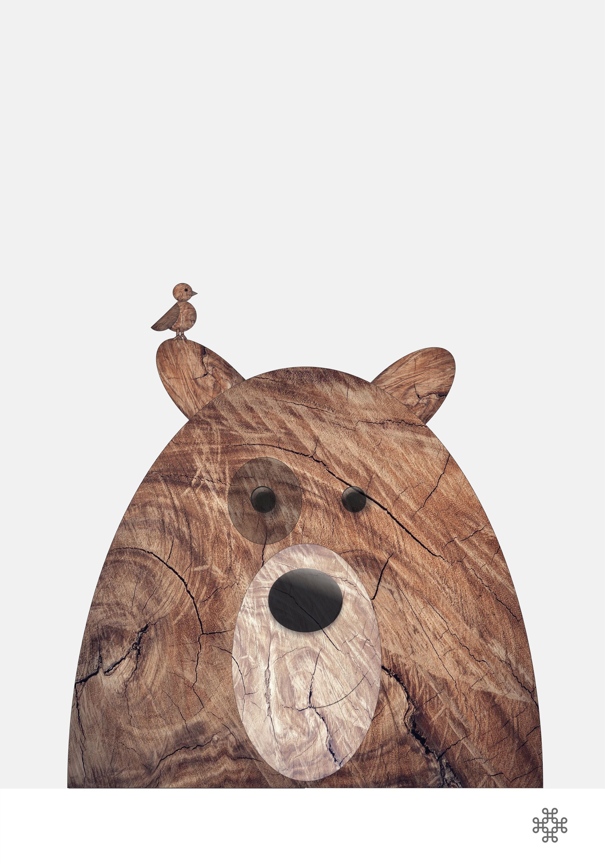 Paperago Wood Bear Plakat (21x29.7 Cm (A4))