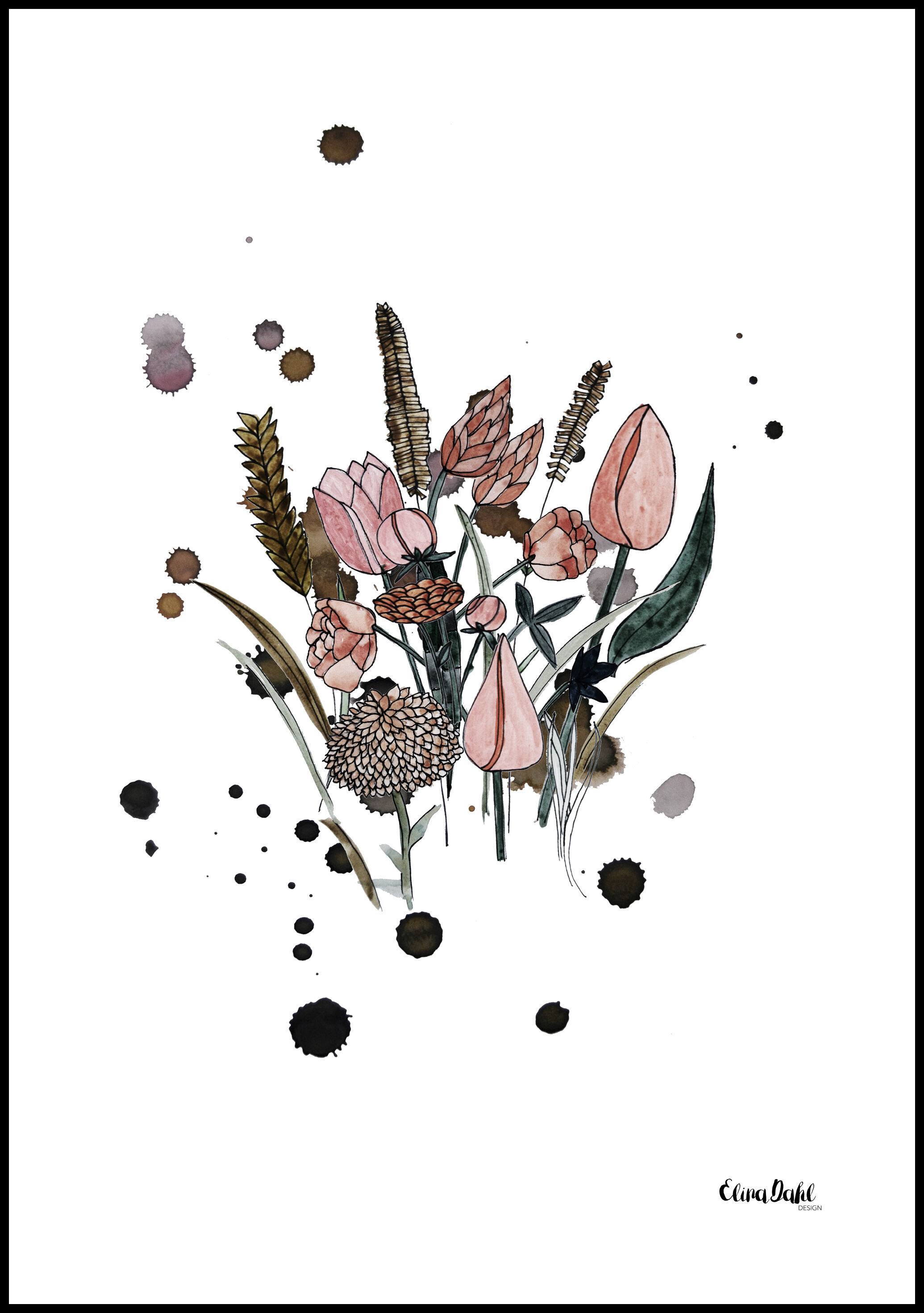 Elina Dahl Design Flowers Plakat (21x29.7 Cm (A4))