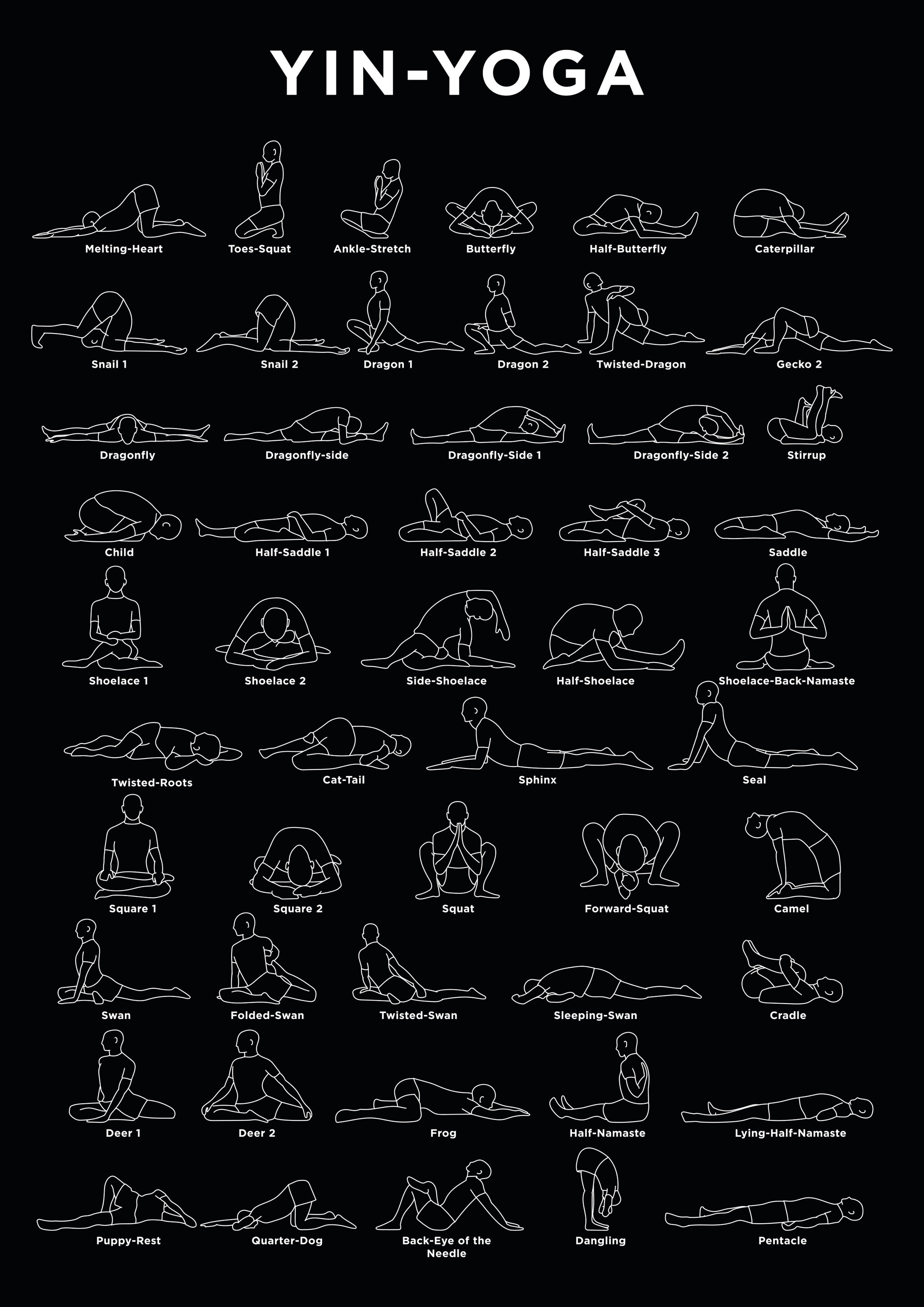 Lagervaror egen produktion Yoga - B&w; Plakat (50x70 Cm)