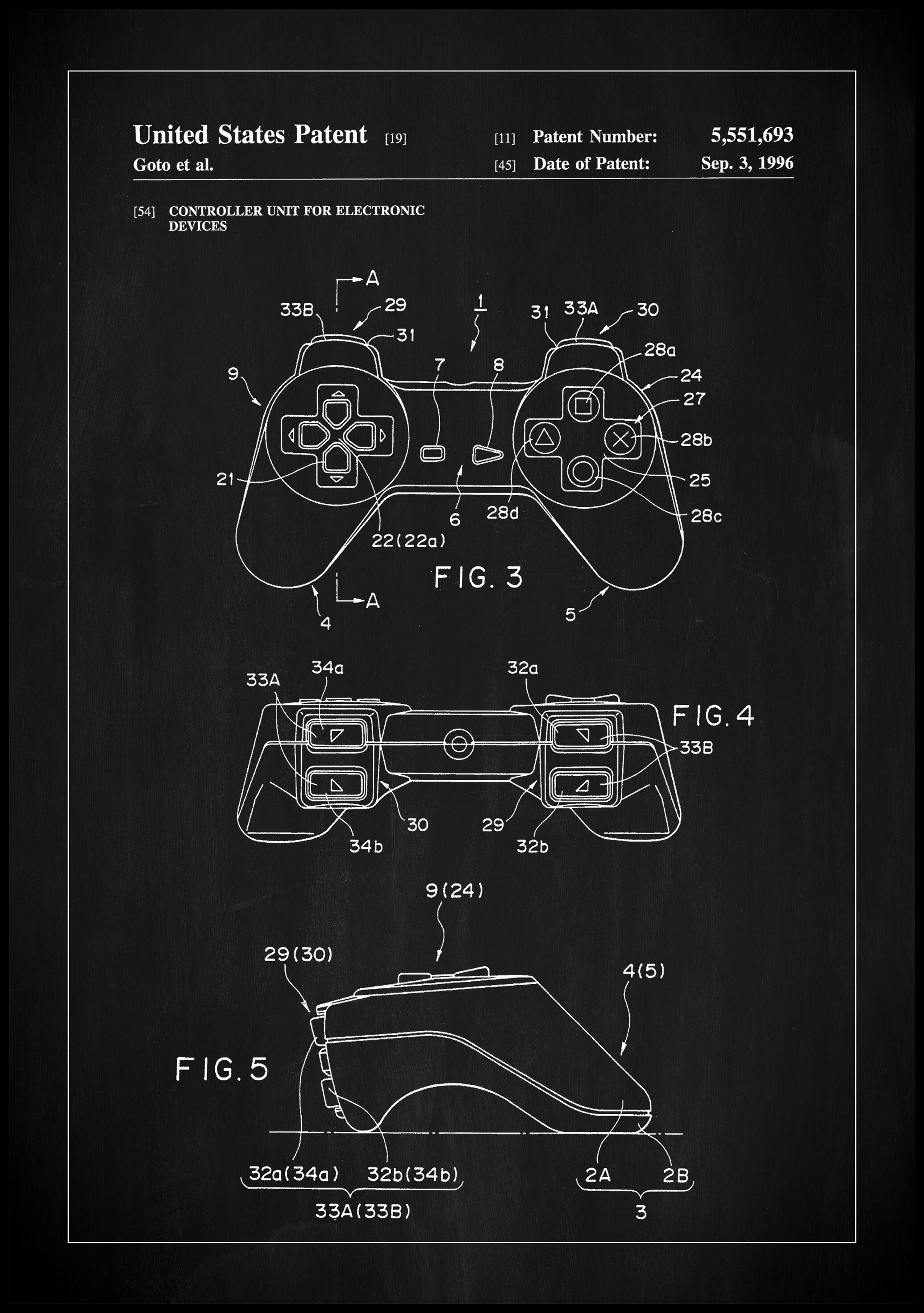 Lagervaror egen produktion Patent Print - Game Controller Ii - Black Plakat (50x70 Cm)