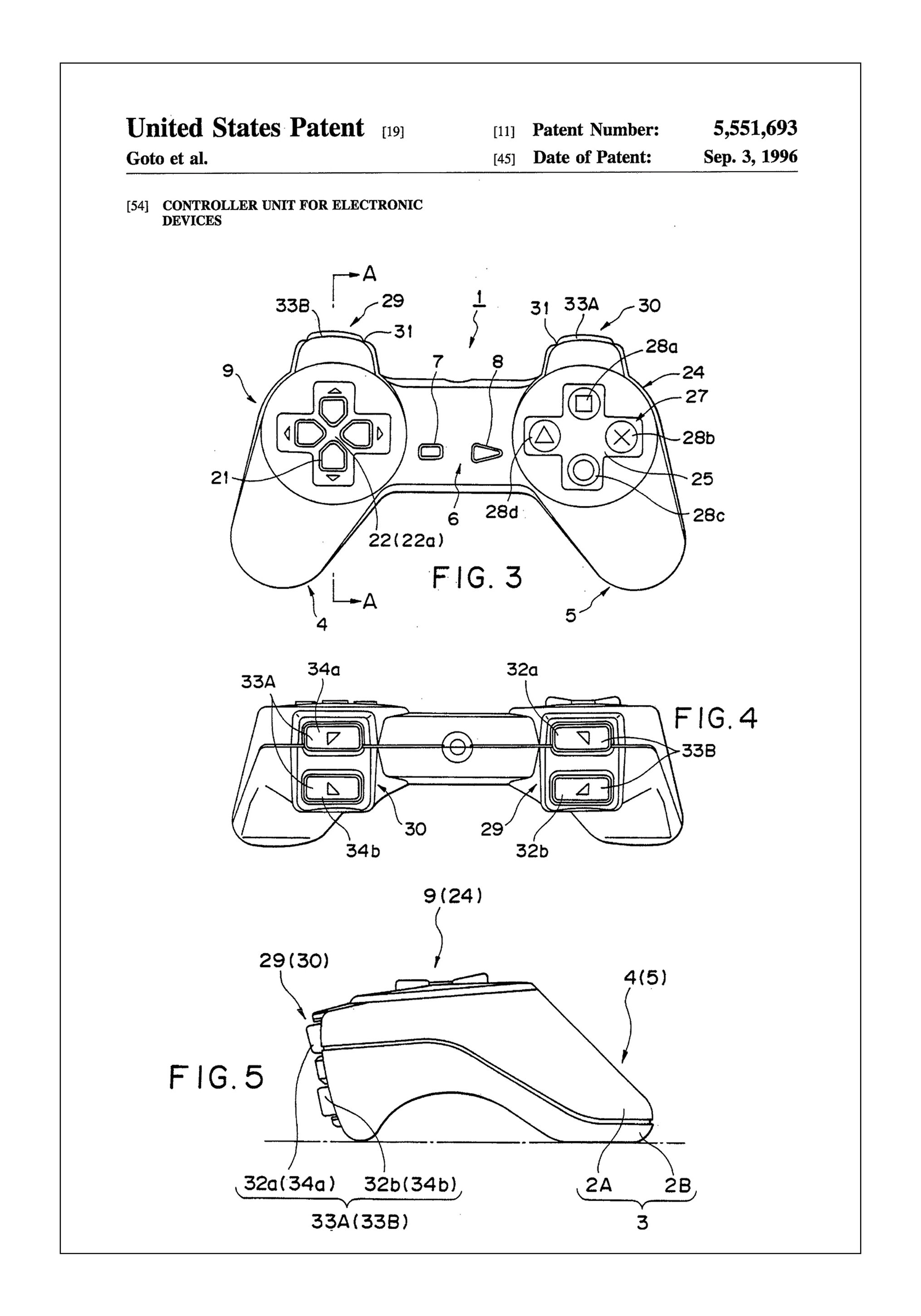 Lagervaror egen produktion Patent Print - Game Controller Ii - White Plakat (21x29.7 Cm (A4))