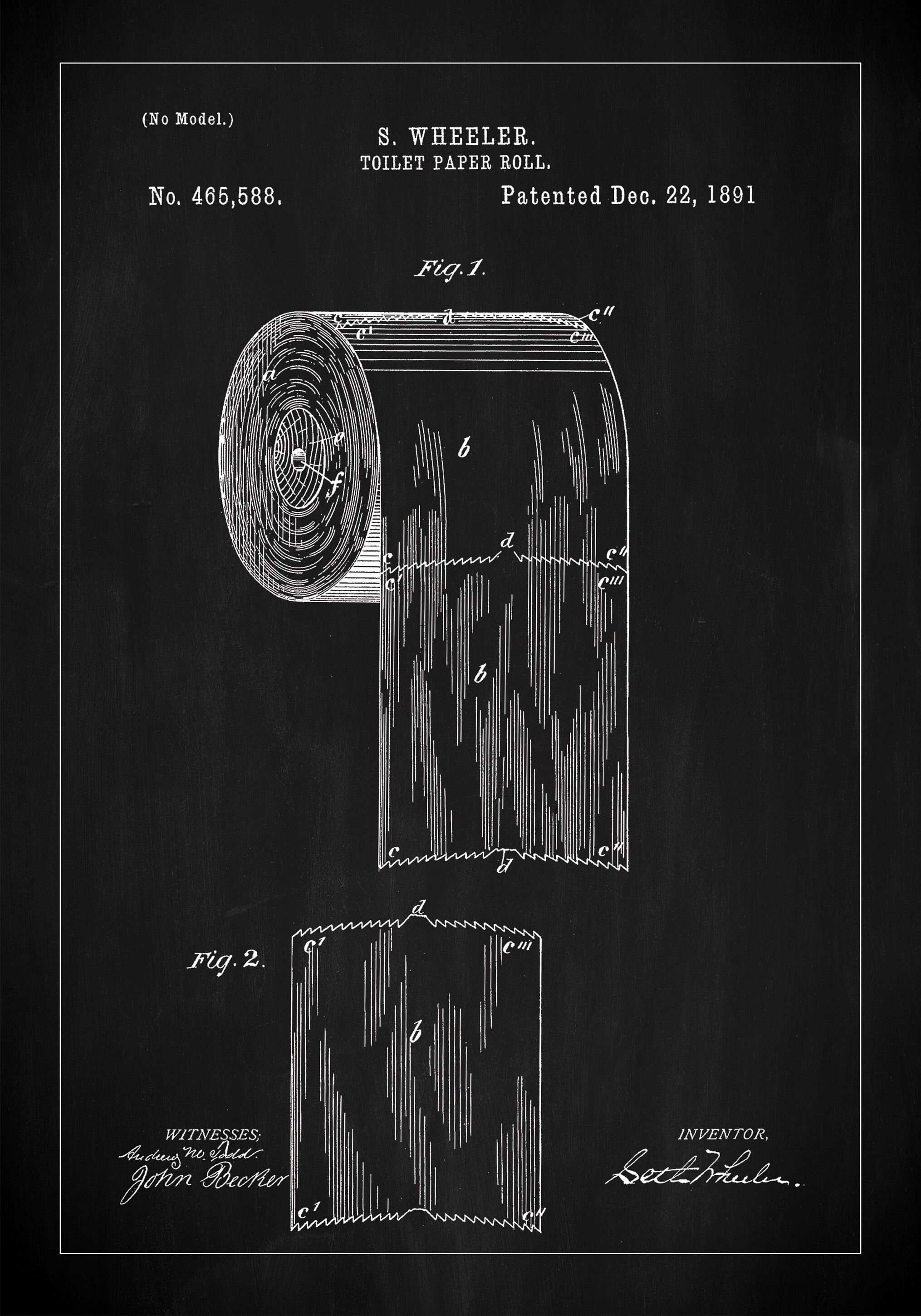 Lagervaror egen produktion Patent Print - Toilet Paper Roll - Black Plakat (50x70 Cm)