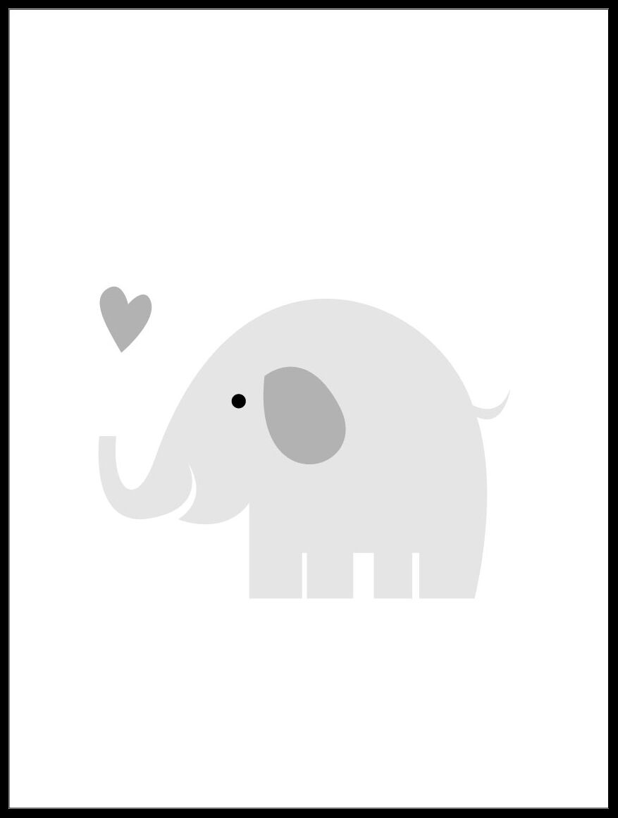 Malimi Posters Elefant Solo - Tåkegrå Plakat (50x70 Cm)