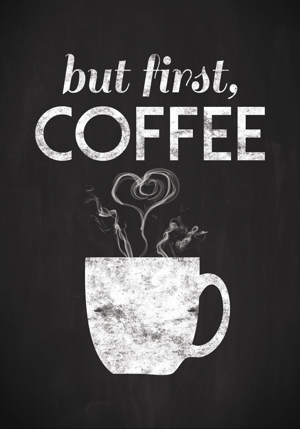 Lagervaror egen produktion But First Coffee - Svartmålad Plakat (21x29.7 Cm (A4))