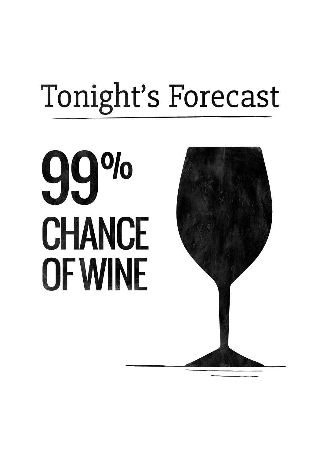 Lagervaror egen produktion Tonights Forecast 99% Chance Of Wine Plakat (21x29.7 Cm (A4))