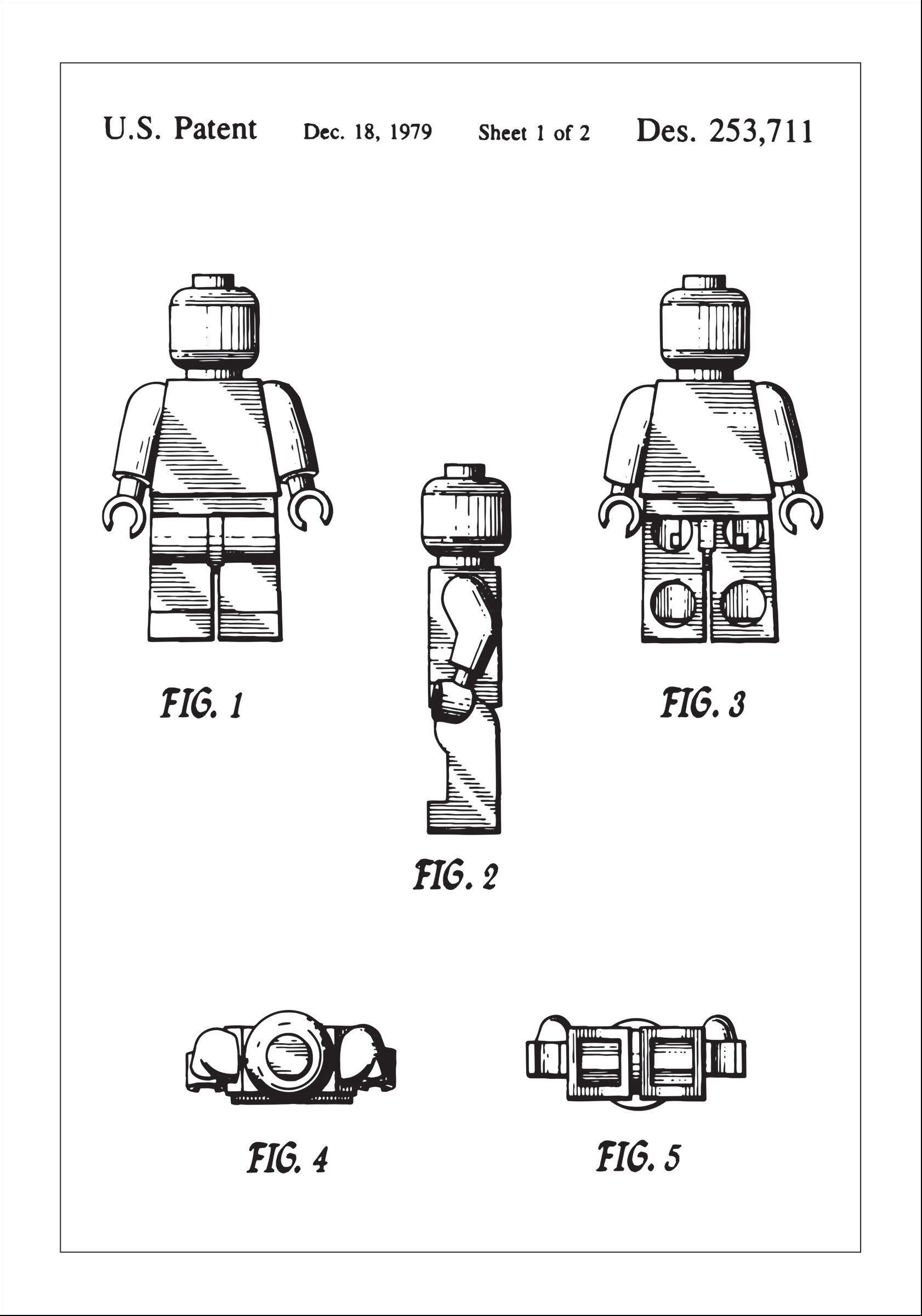 Lagervaror egen produktion Patenttegning - Lego I - Poster Plakat (30x40 Cm)