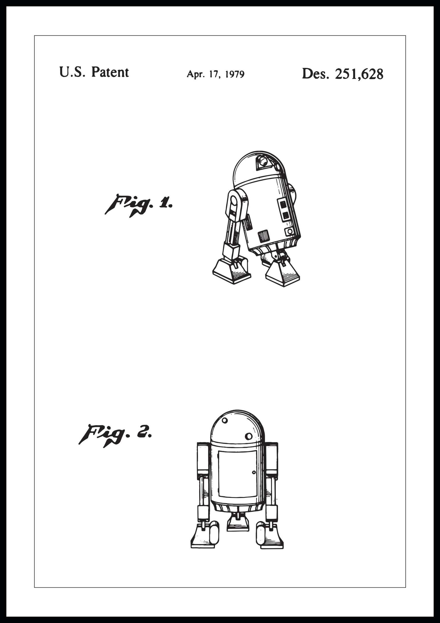 Lagervaror egen produktion Patenttegning - Star Wars - R2-D2 - Poster Plakat (21x29.7 Cm (A4))