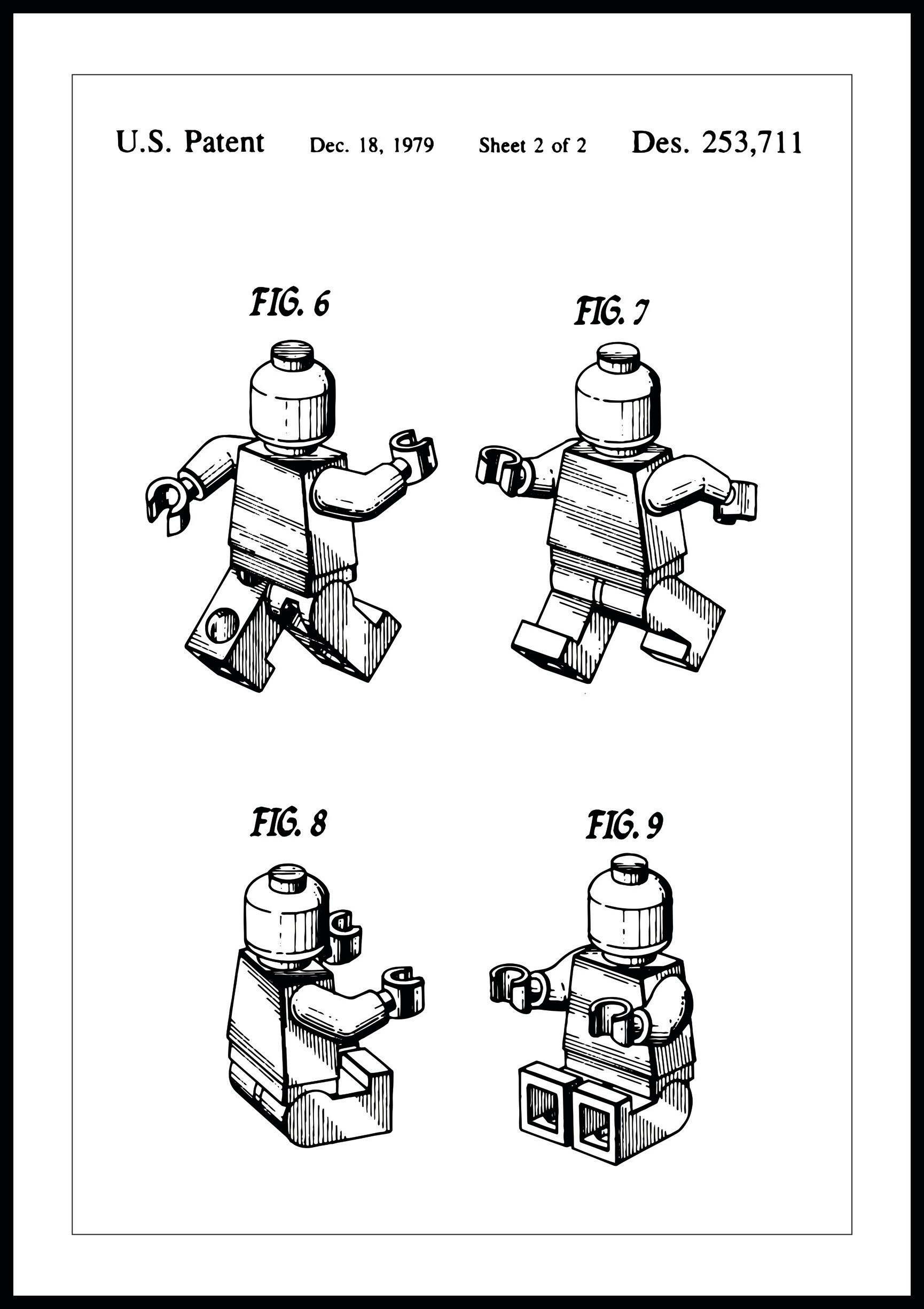 Lagervaror egen produktion Patenttegning - Lego Ii - Poster Plakat (21x29.7 Cm (A4))