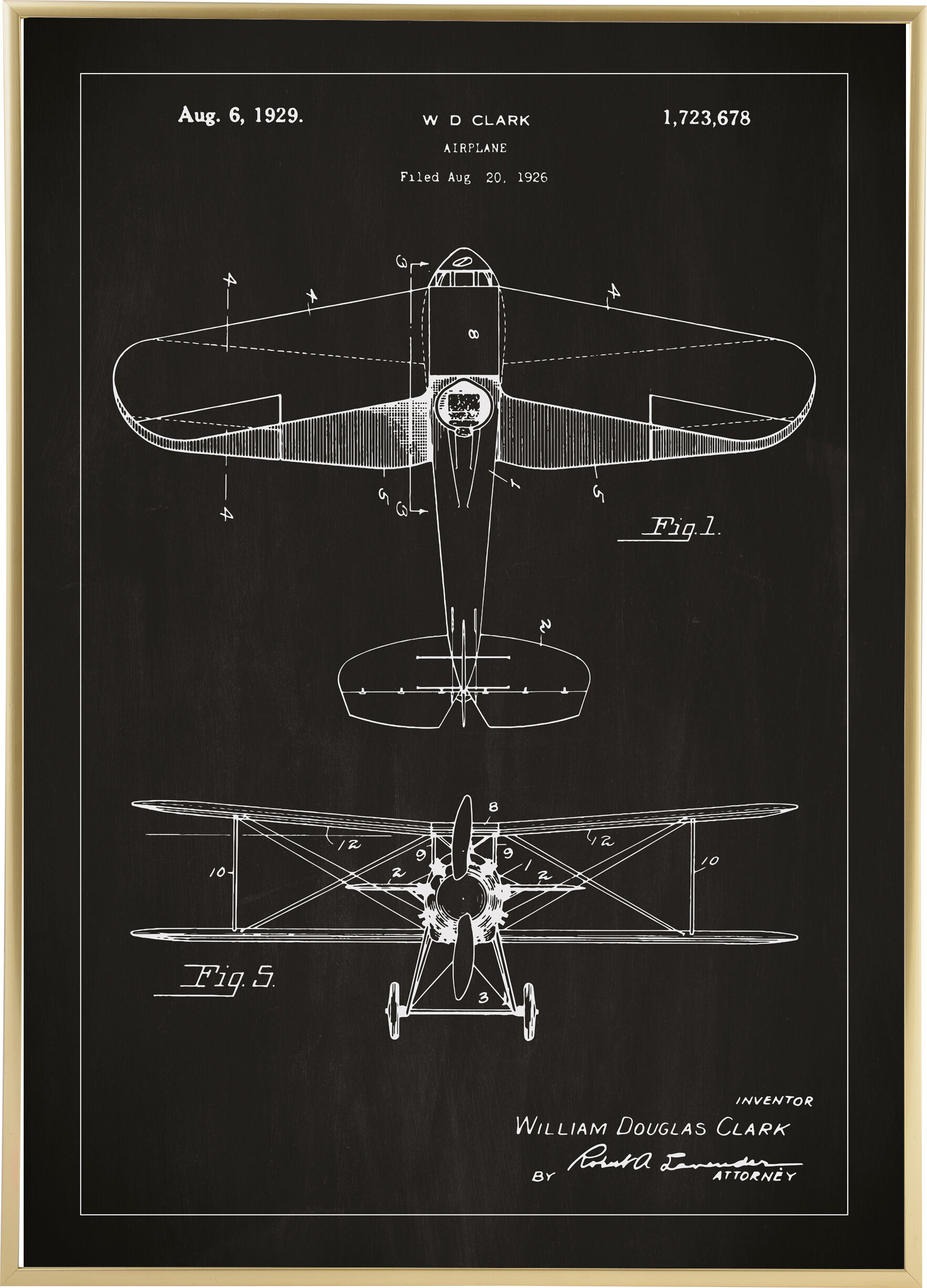 Lagervaror egen produktion Patenttegning - Fly - Svart Plakat (21x29.7 Cm (A4))