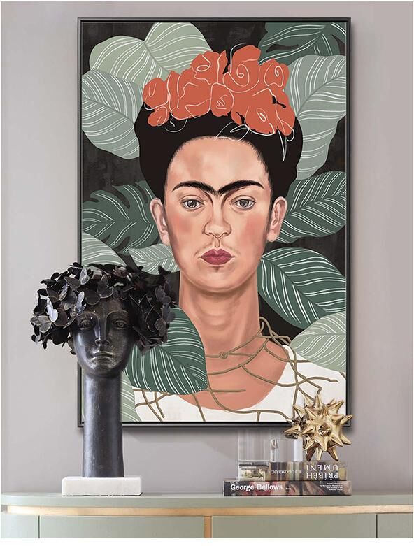 Quadro impresso e emoldurado FRIDA - 60 x 90 x 2,5 cm - Bege e verde