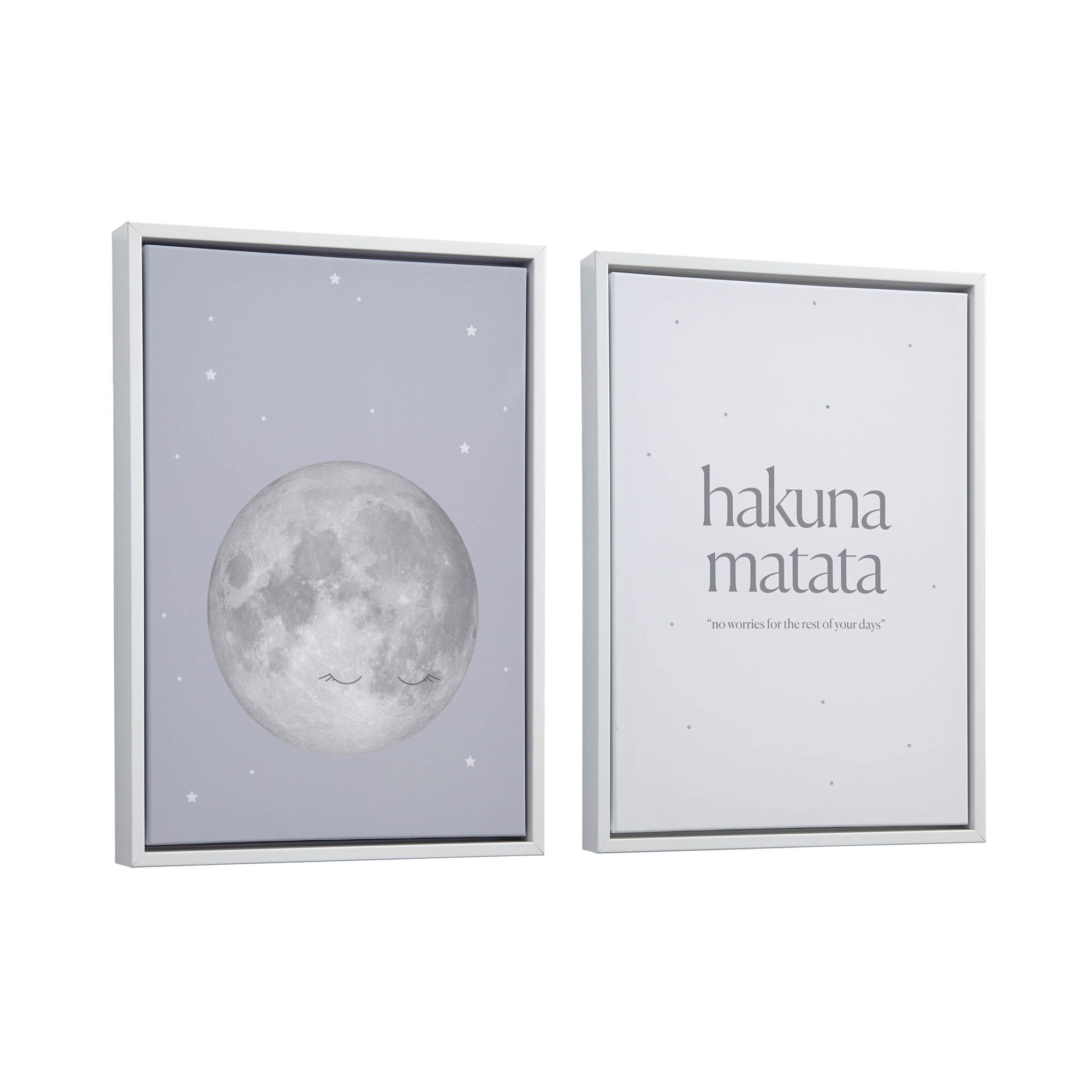 Kave Home Set Ludmila de 2 quadros de madeira branco lua cinzento
