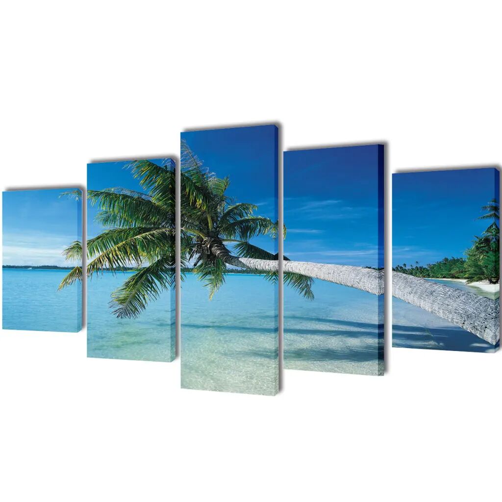 vidaXL Políptico com impressão de praia com palmeira 100x50 cm