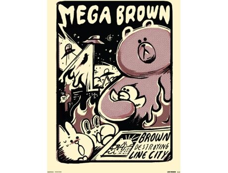 Line Friends Print 30X40 cm . Mega Brown