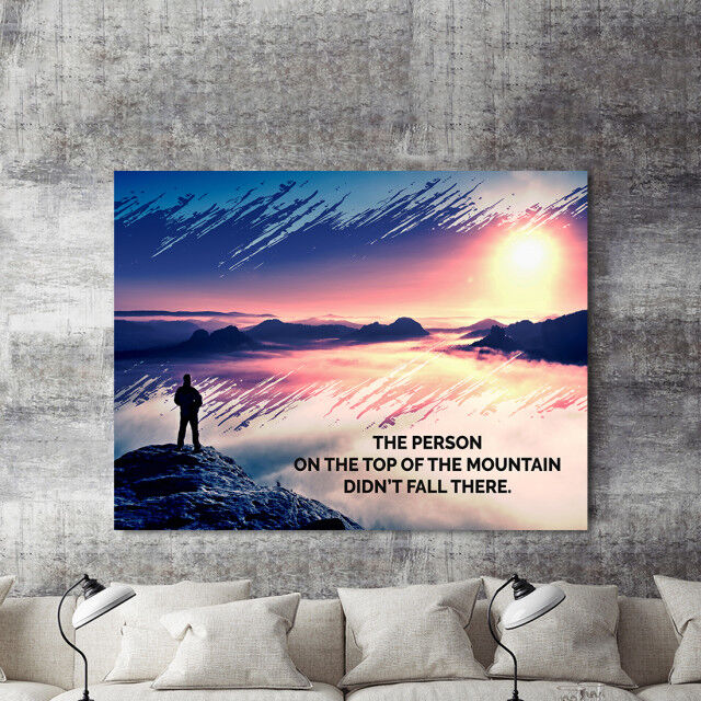 Tablou Motivational - The Person On The Top Of The Mountain