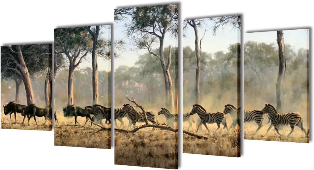 vidaXL Set tablouri imprimate pe pânză Zebre 200 x 50 cm