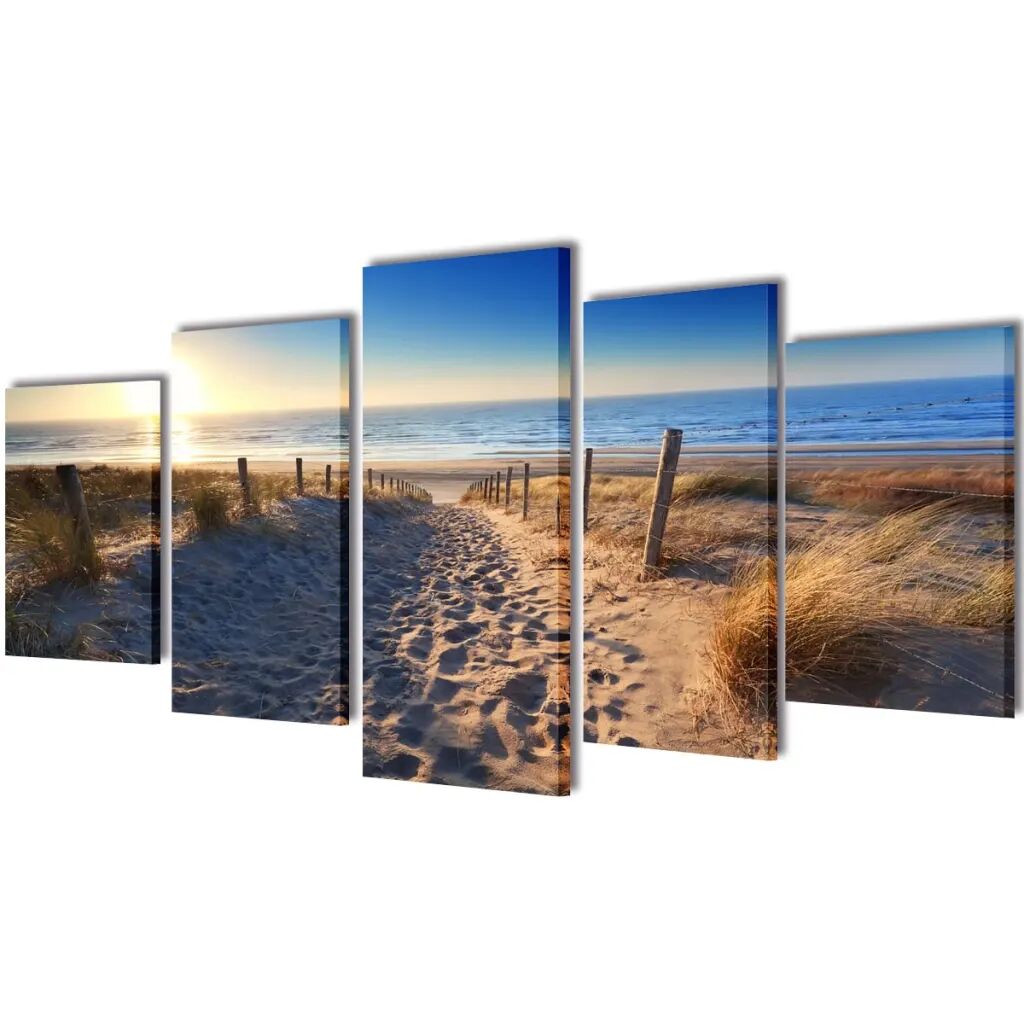 vidaXL Sada obrazov na stenu, motív Piesočnatá pláž 100 x 50 cm