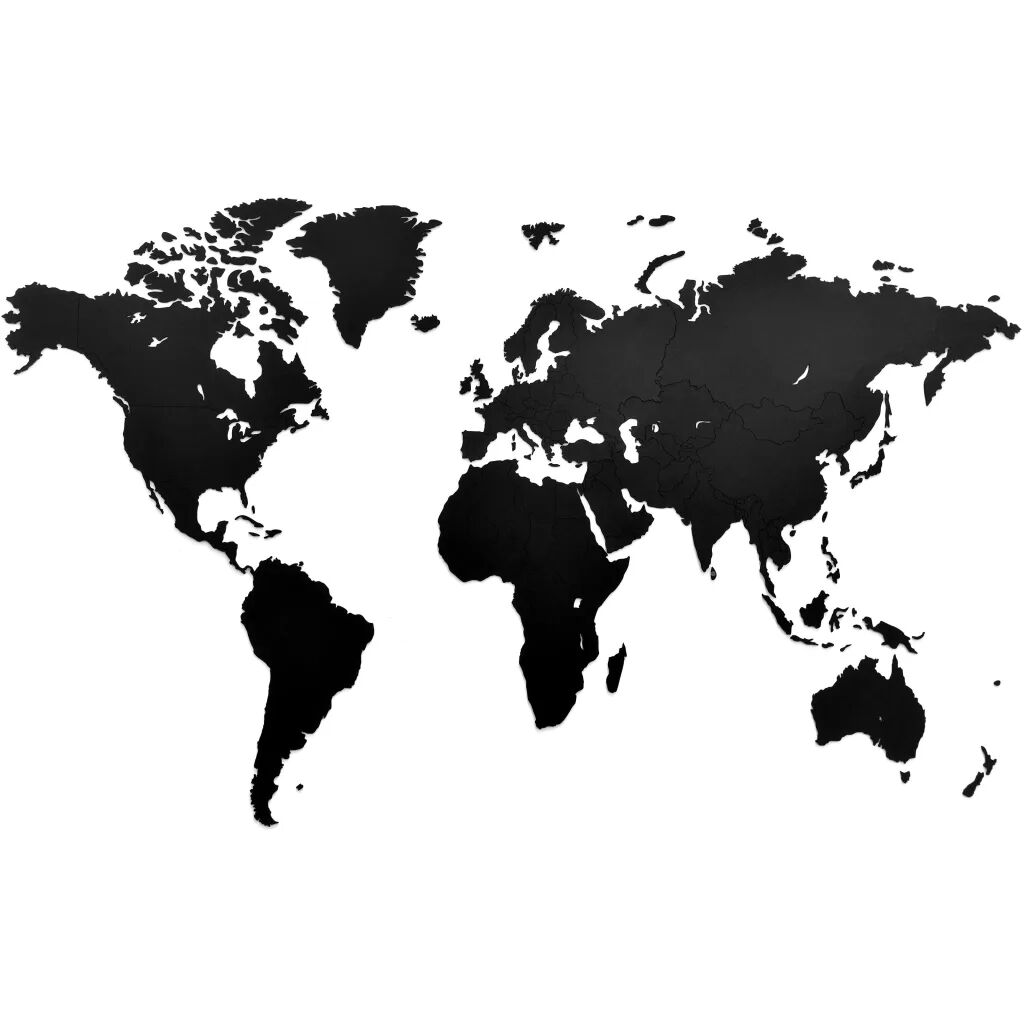 MiMi Innovations Drevená nástenná mapa sveta Luxury, čierna 130x78 cm
