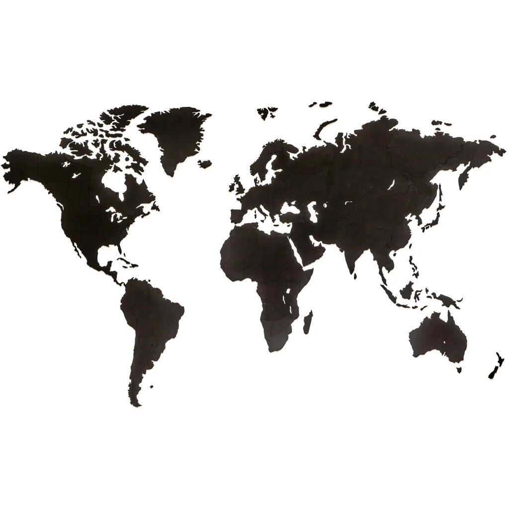 MiMi Innovations Drevená nástenná mapa sveta Luxury, čierna 180x108 cm