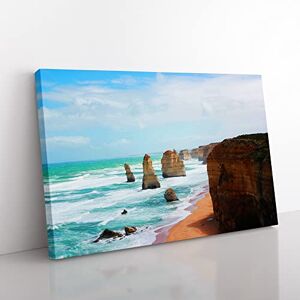 Big Box Art Seascape Victoria Australia Twelve Apostles Cliffs Beach No.2 Modern Canvas Wall Art Print Ready to Hang, Framed Picture for Living Room Bedroom Home Office Décor, 60x40 cm (24x16 Inch)