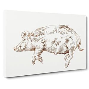 Big Box Art Resting Pig By Jean Bernard Vintage Canvas Wall Art Print Ready to Hang, Framed Picture for Living Room Bedroom Home Office Décor, 20x14 Inch (50x35 cm)