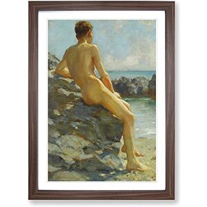 Big Box Art The Bather by Henry Scott Tuke Framed Wall Art Picture Print Ready to Hang, Walnut A2 (62 x 45 cm)