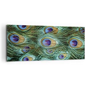 ARTTOR Canvas Print 100x40cm Canvas Picture Peacocks Feather Macro Large Home Decor Framed Living Room Bedroom Kitchen Panoramic Wall Art Decoration Photo Gallery Printed Modern Artwork AB100x40-4159