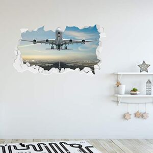 Beautiful Game Plane Taking Off Broken Wall Sticker Kids Bedroom Art Decal Mural (60cm Width x 30cm Height)