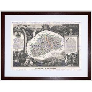 Wee Blue Coo 1852 Levasseur Map De La Haute Saone France Wine Region Framed Wall Art Print