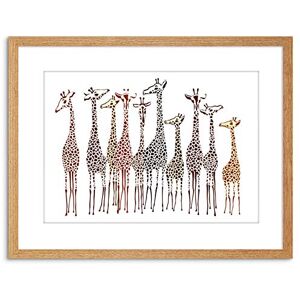 Wee Blue Coo Dt Group Of Giraffes Photo Framed Wall Art Print