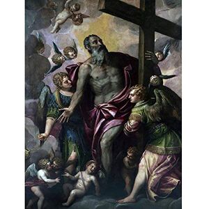 Wee Blue Coo Paolo Veronese Werkstatt Gottvater Halt Kreuz Old Painting Art Print Poster Wall Decor 12X16 Inch