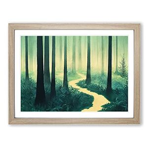 Big Box Art Forest In Watercolour Vol.7 H1022 Framed Print for Living Room Bedroom Home Office Décor, Wall Art Picture Ready to Hang, Oak A4 Frame (34 x 25 cm)