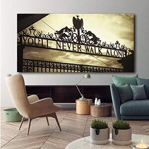 GOFOHIMI Canvas HD Printing Sports Liverpool Iron Gate You'll Never Walk Alone Home Decor Wall Art Posters Modular Picture Mural 60x120cm Frameless