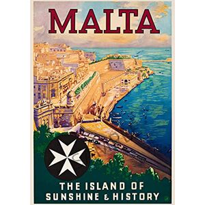 British Vintage Posters Vintage Poster Malta Maltese Island Holiday Travel Tourism Advert WALL ART Print (A3)