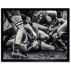 Wee Blue Coo Photo Sport Rugby Football Close Up Scrum Players Ball Game Art Print Framed Poster Wall Decor 12X16 Inch