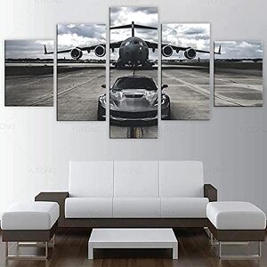 Toaueng Posters & Prints 5 Pieces Canvas Airplane Sports Car 150×80Cm 5 Canvas Art Wall Art Five Parts Panel Painting Mural Hd Poster Modern Modular Picture