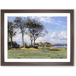 Big Box Art Peder Mork Monsted Sunlit Landscape Classic Painting Framed Wall Art Print, Ready to Hang Picture for Living Room Bedroom Home Office Décor, Walnut A4 (34 x 25 cm)