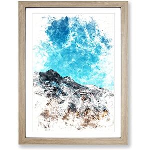 Big Box Art Mountain Top In Santiago Chile Watercolour Modern Framed Wall Art Print, Ready to Hang Picture for Living Room Bedroom Home Office Décor, Oak A2 (64 x 46 cm)