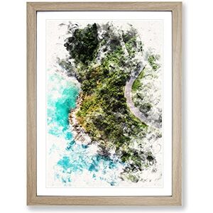 Big Box Art Road Through Thailand Watercolour Modern Framed Wall Art Print, Ready to Hang Picture for Living Room Bedroom Home Office Décor, Oak A4 (34 x 25 cm)