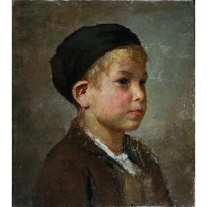 PSVDCTOO Vintage Art Canvas Murals Posters and Prints Portrait of a Boy with Cap by Albert Anker for Office Decor60x90cm